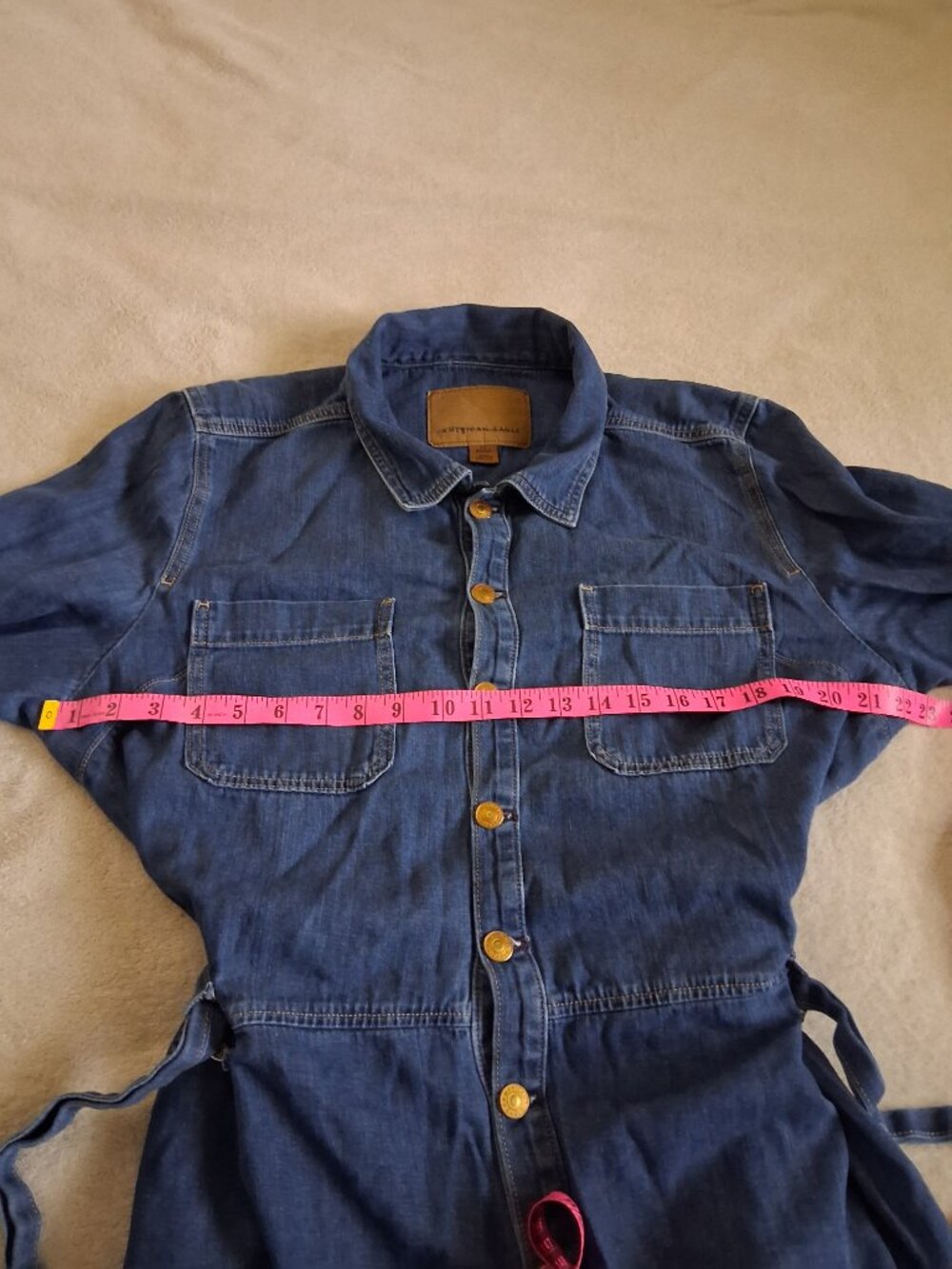 American Eagle Women's Size XXL Denim Button Down Long Sleeve Romper - Picture 12 of 16